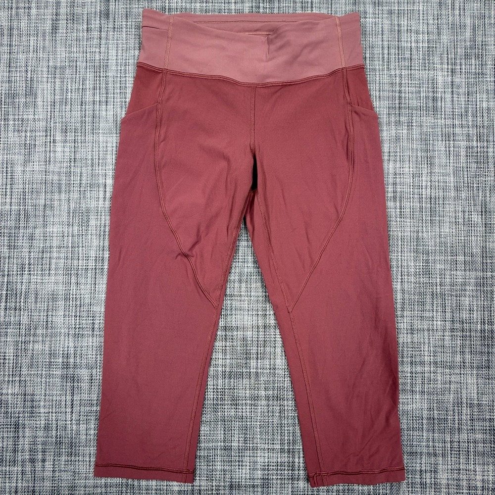 Lululemon Womens Speed Up Crop 21 Leggings 6 Rose Pink Full On Luxtreme Pockets
